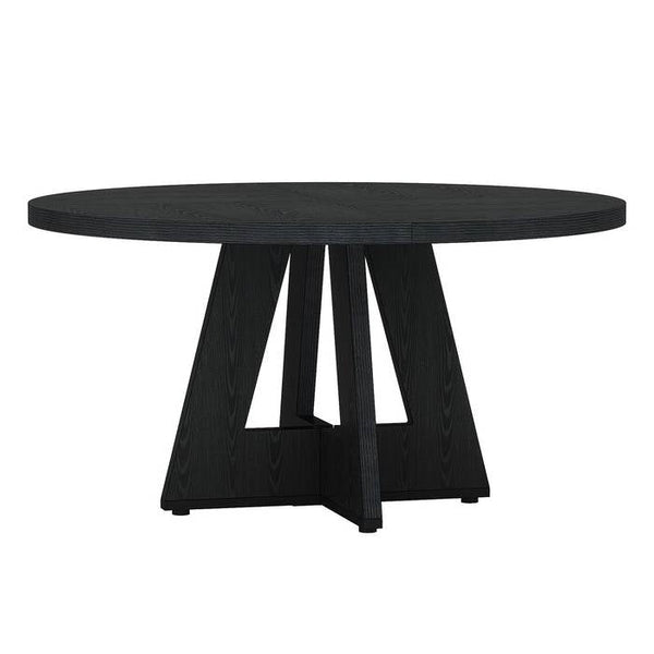 Modern Farmhouse 47-inch Round Kitchen Dining Table in Black Wood Finish