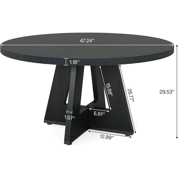 Modern Farmhouse 47-inch Round Kitchen Dining Table in Black Wood Finish