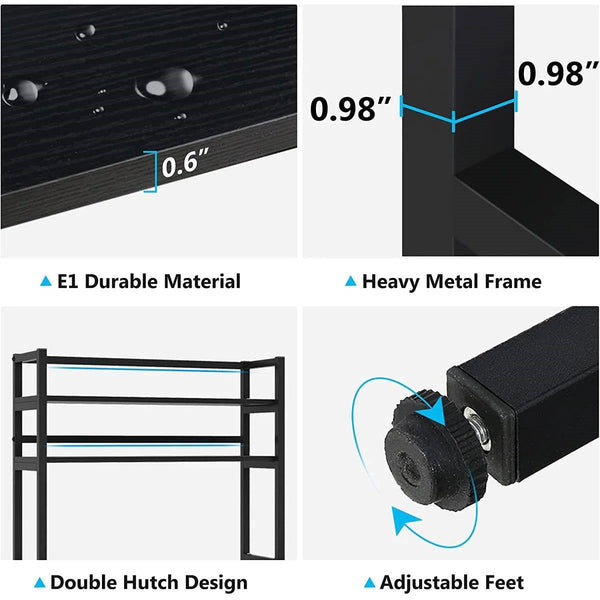 Heavy Duty Black Metal Kitchen Baker's Rack Microwave Stand Shelving Unit