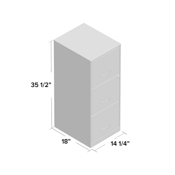 Black Metal 3-Drawer Vertical Key Locking File Cabinet