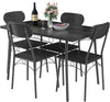 Modern 5-Piece Dining Set with Black Wood-Top Table and 4 Chairs