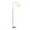Modern Mid-Century Floor Lamp in Brushed Nickel Finish with White Drum Shade