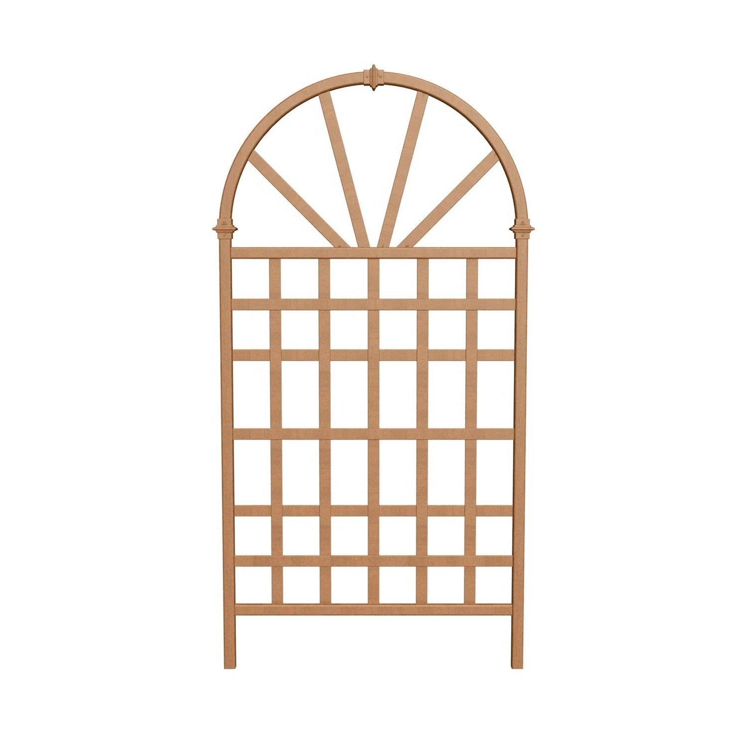 77-inch Outdoor Light Brown Vinyl Lattice Garden Trellis with Arched Top