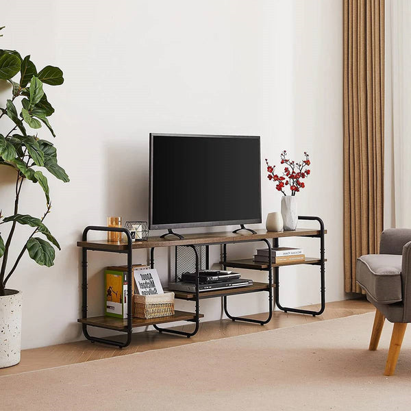 Modern Industrial Metal Wood Entertainment Center TV Stand for TV up to 60-inch
