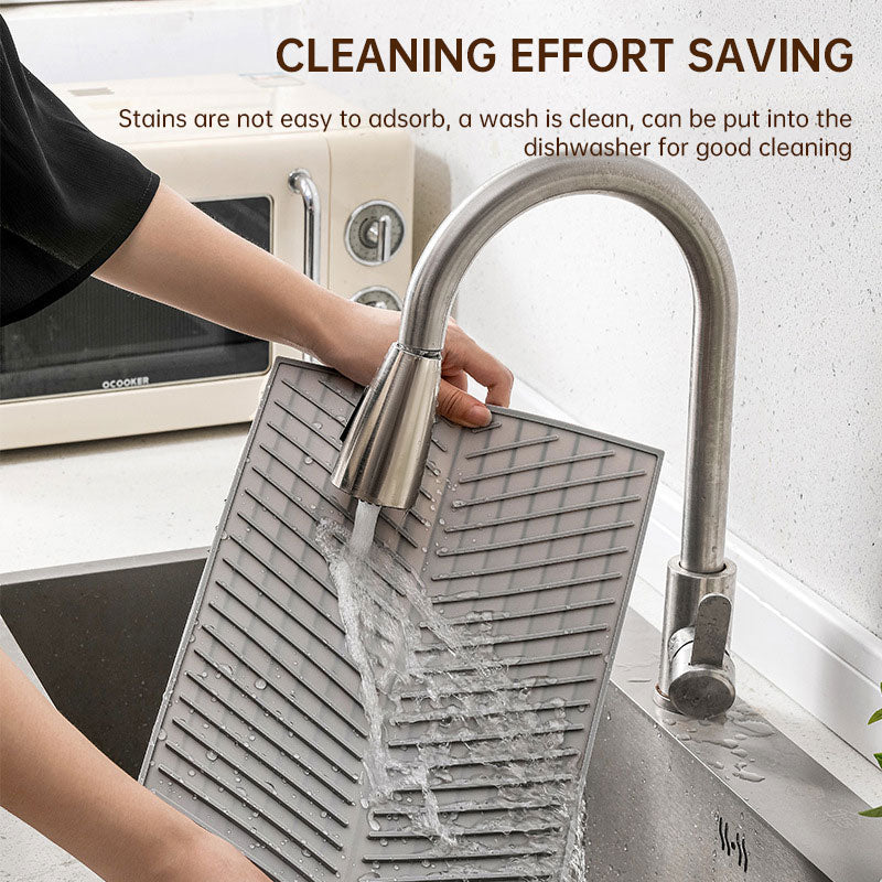 Dishes drain pad insulation pad can be cut kitchen wash countertop drain dishes sink stove water control silicone mat