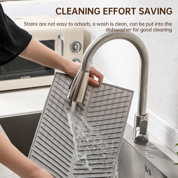 Dishes drain pad insulation pad can be cut kitchen wash countertop drain dishes sink stove water control silicone mat