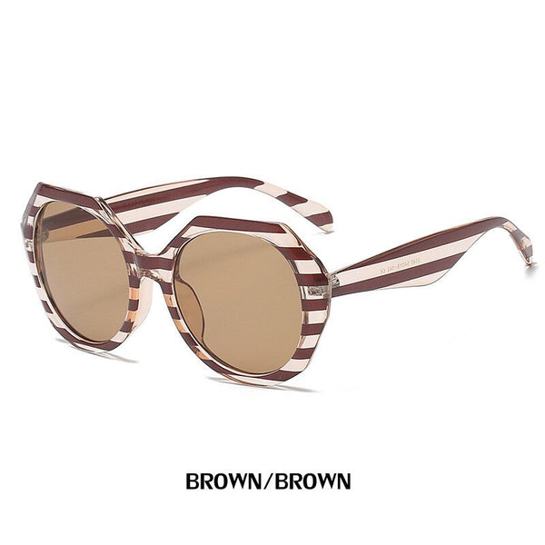 New Fashion Irregular Frame Sunglasses Ladies Ins Trendy Striped Large Frame Sunglasses