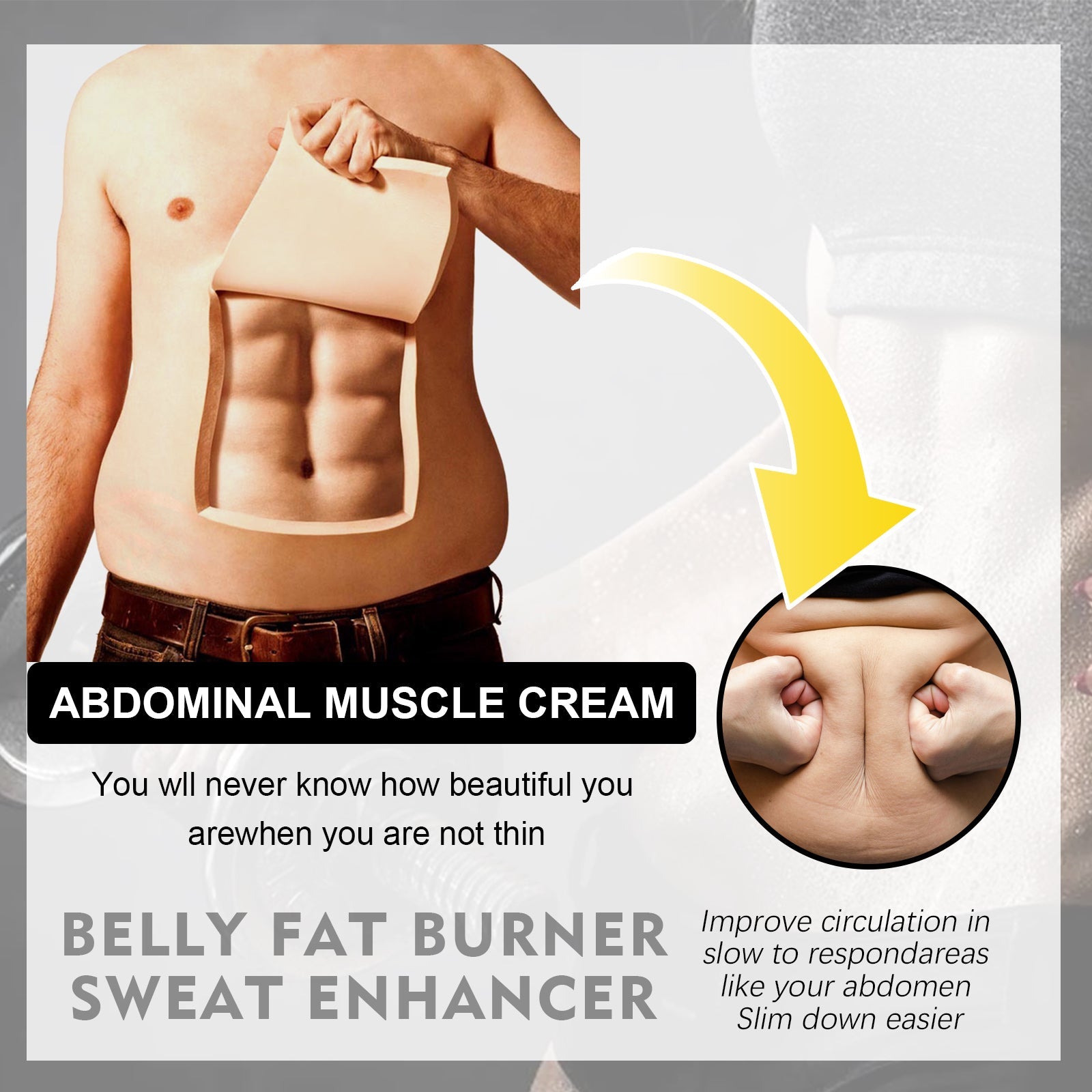 Abdominal Toning Cream, Toning And Strengthening Muscle Line Waistline Abs Firming And Shaping Massage Cream