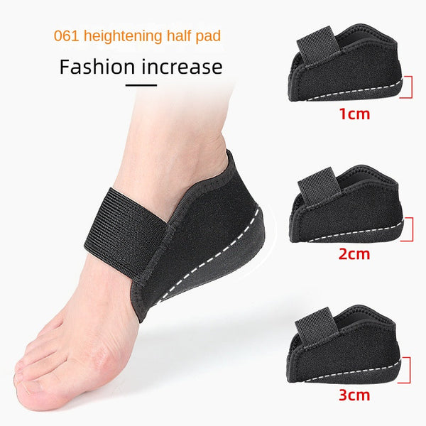 Height-Boosting Heel Protector with Shock Absorption and Pressure Relief, Magic Tape Foot Heel Cover, Silicone Anti-Slip Half-Size Pad