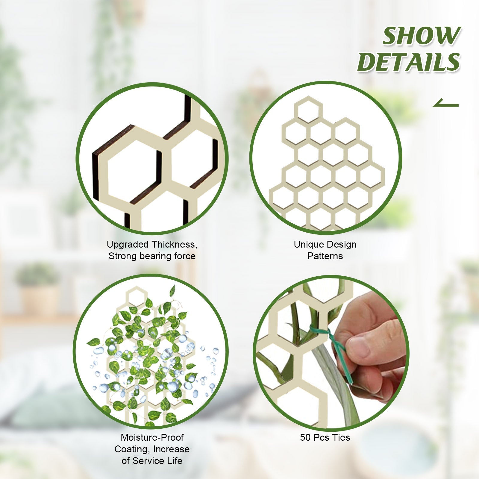 Garden Plant Trellis, Home Wooden Geometric Molding Decorative Support Flower Arrangements Climbing Pergola