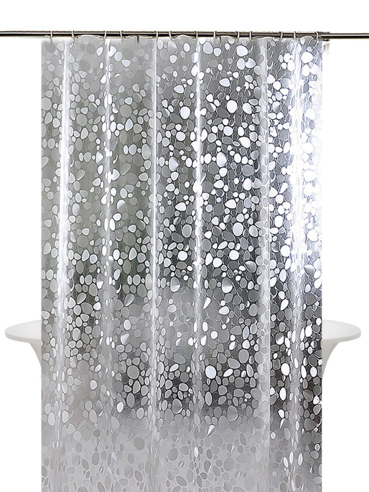 3D Water Cube Shower Curtain, Silk Pattern Waterproof Bathroom Partition Curtain, Cobblestone Curtain