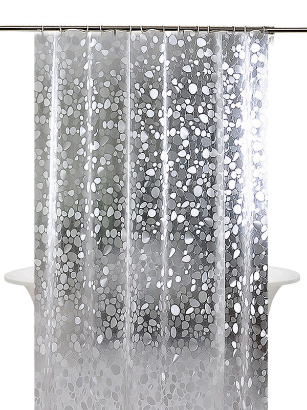 3D Water Cube Shower Curtain, Silk Pattern Waterproof Bathroom Partition Curtain, Cobblestone Curtain