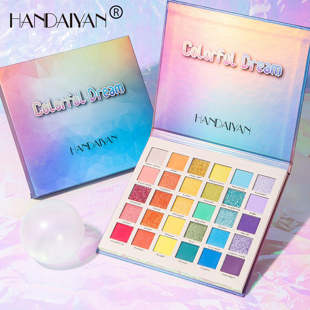 HANDAIYAN New 30 Color Pearlescent Matte Glitter Eyeshadow Palette Cross-border Makeup Fantasy Rainbow Palette