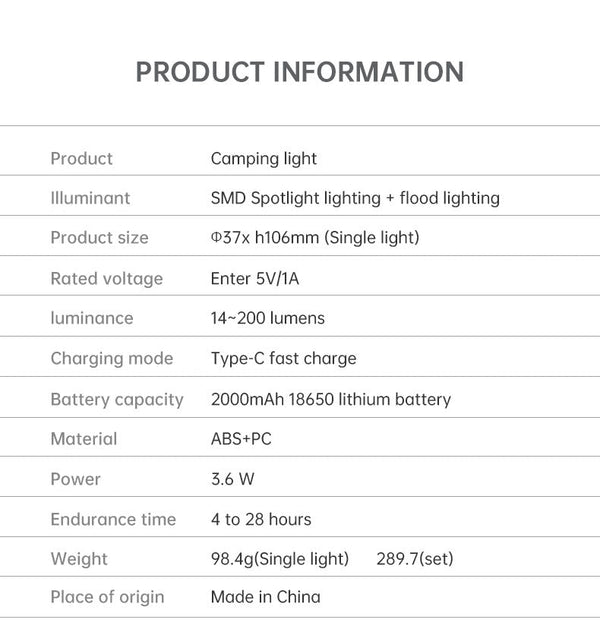 Outdoor Camping Light Portable Night Light Portable Flashlight Tripod Stand Lighting Lighthouse Marquee Tent Atmosphere Light