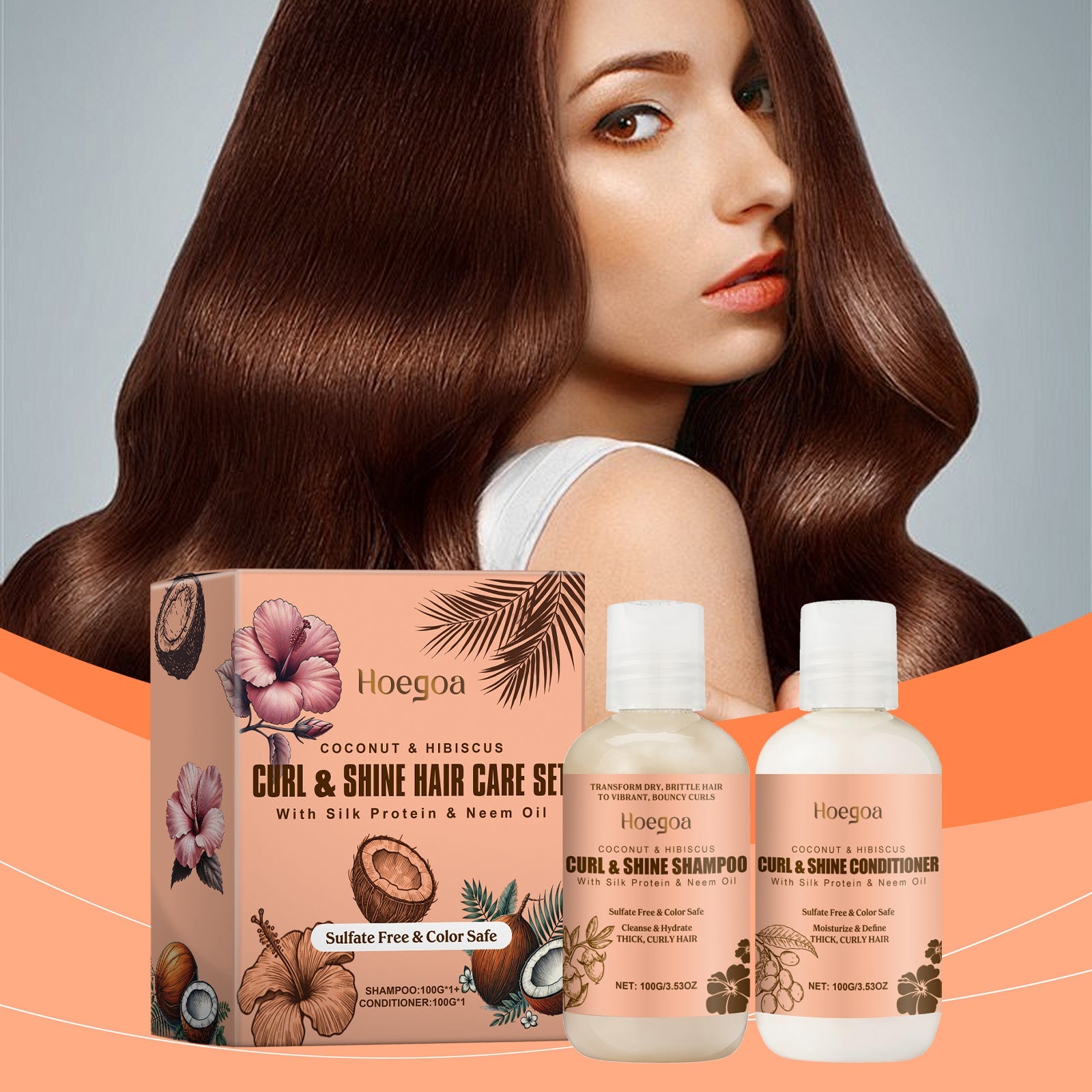 Coconut Moisturizing Shampoo Set Clean And Moisturizing Hair Care Curls Elastic Shape Volumizing Shampoo