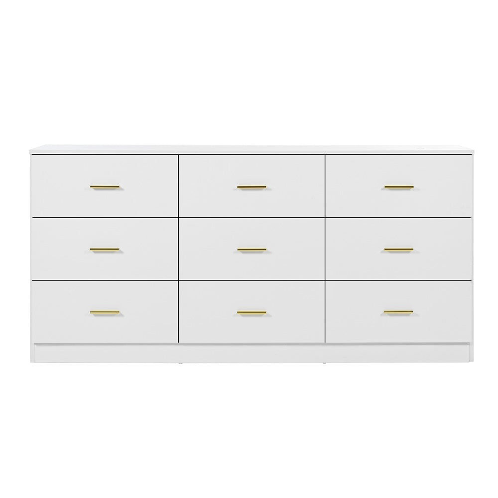 Modern White 9-Drawer Dresser for Bedroom - Ample Storage Wide Chest of Drawers, Sturdy & Safe