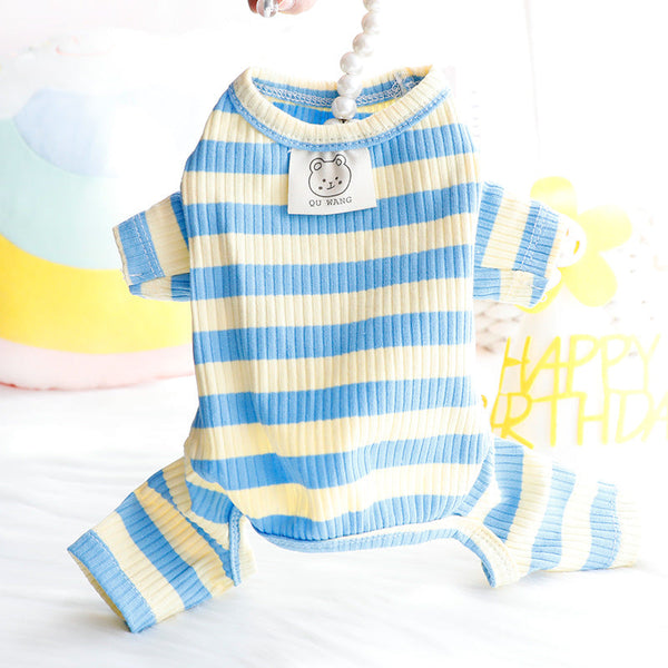 Dog Clothes Spring and Summer Thin Wide Striped Four-legged Home Clothes Bottoming Shirt Small Dog Teddy Pet