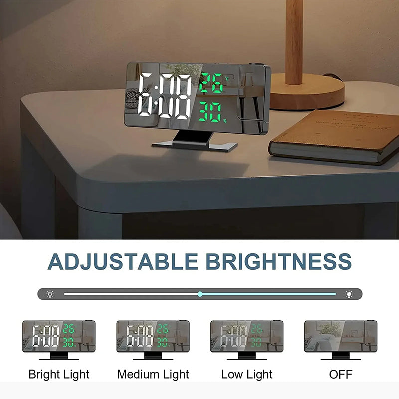 Home LED Projection Alarm Clock - Time, Temp Display, Backlight, Snooze