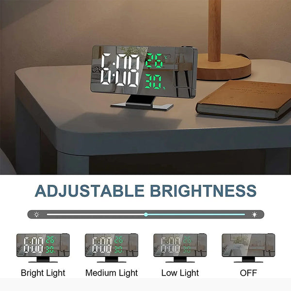 Home LED Projection Alarm Clock - Time, Temp Display, Backlight, Snooze