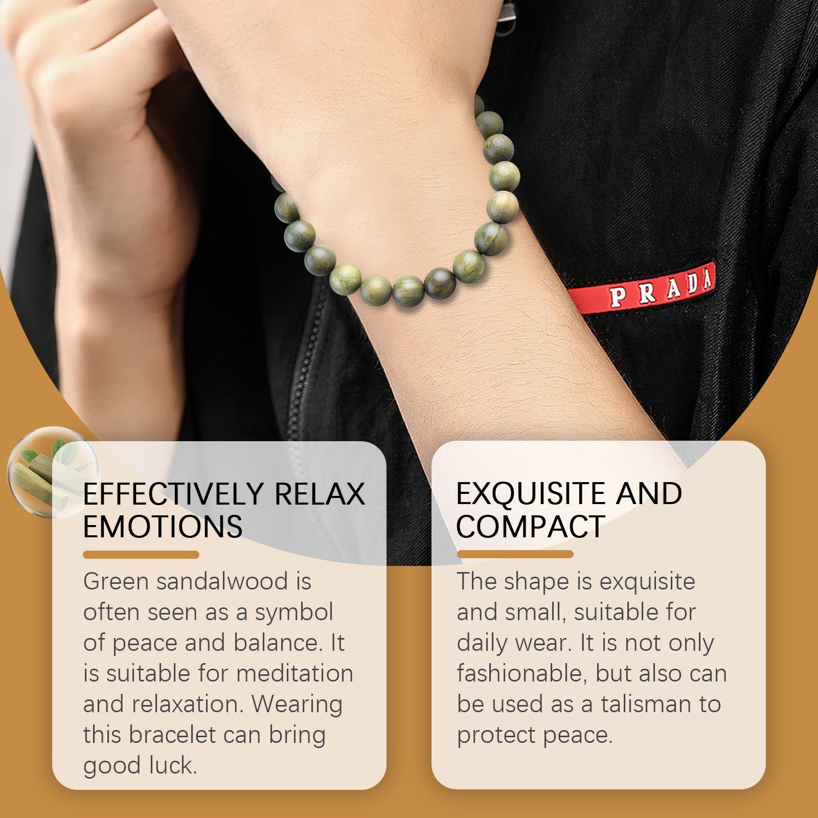 Green Sandalwood Bracelet Trend Fashion Elegant Portable Durable Good-Looking Niche Design Bracelet