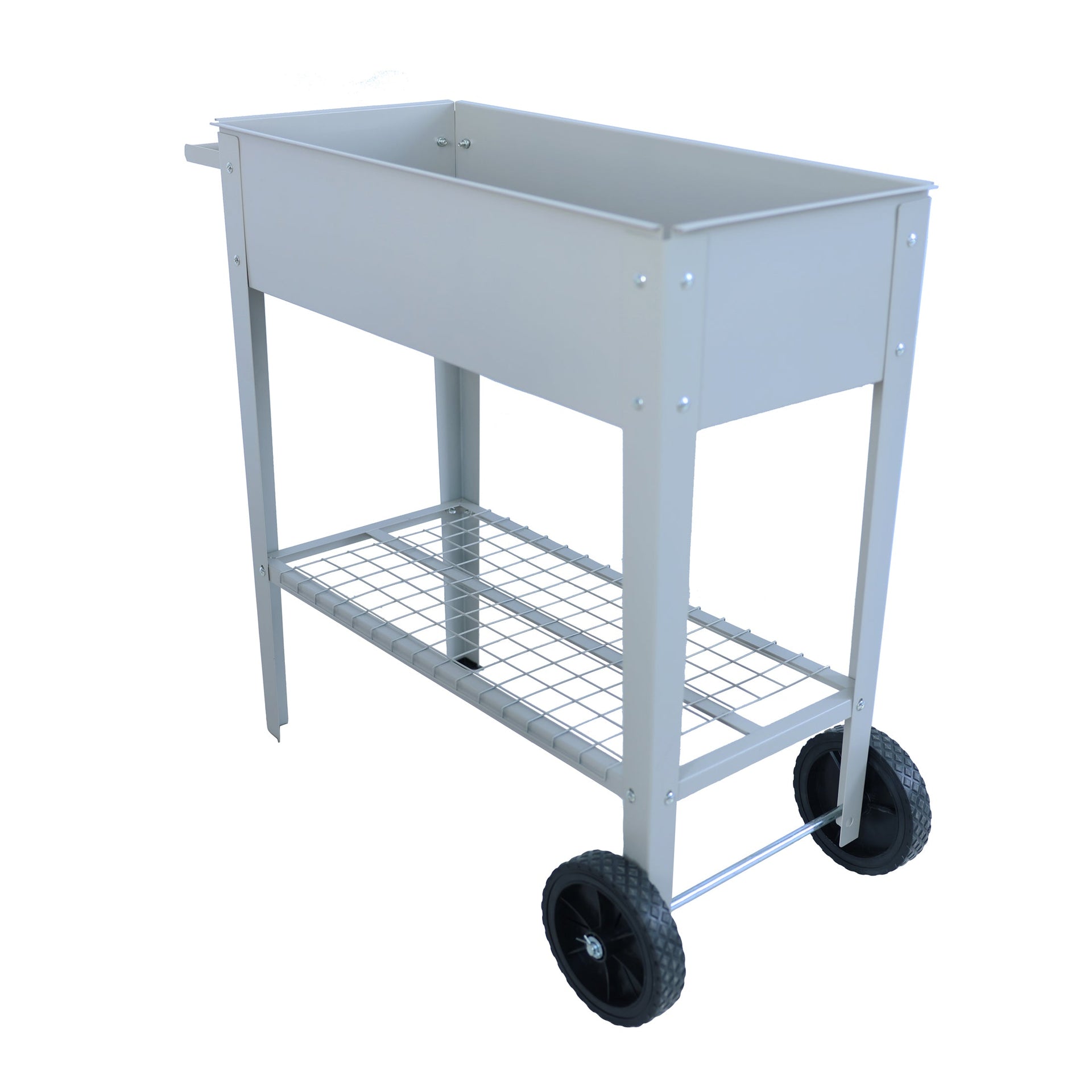 Aveyas mobile metal elevated garden bed cart, with legs, elevated flowerpot box with wheels (gray)
