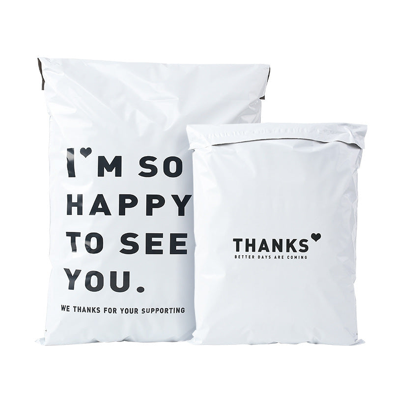 Thickened express bag, packaging bag, white English printing bag, logistics clothing packaging bag, waterproof bag