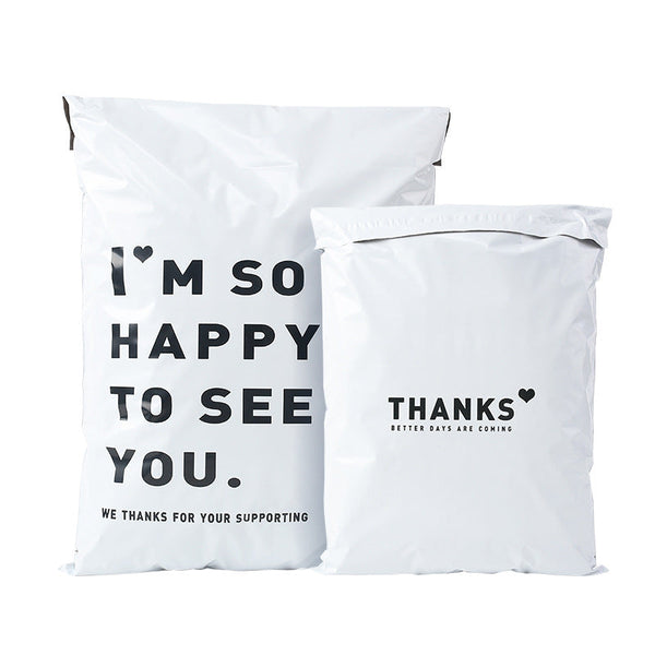 Thickened express bag, packaging bag, white English printing bag, logistics clothing packaging bag, waterproof bag