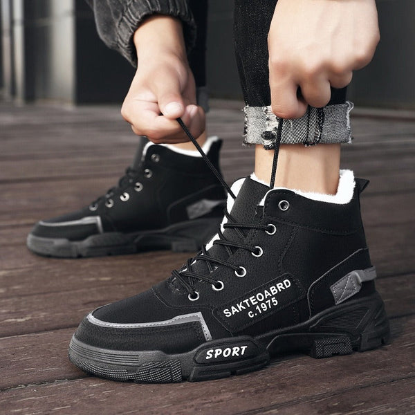 Cotton shoes, winter men's shoes, high top Martin boots, Bumblebee work boots, large size, medium top, fashionable shoes, men's boots, trendy shoes