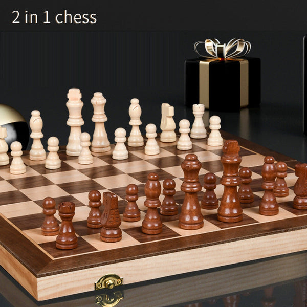 Wooden magnetic chess international checker solid wood chess pieces send the original queen two-in-one combination