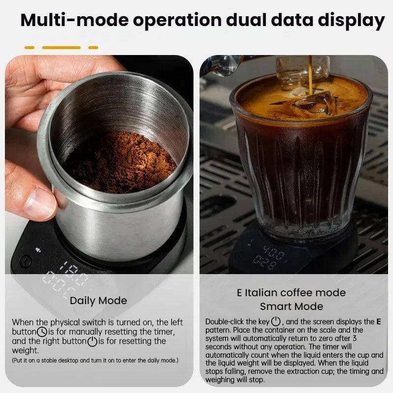 Mini Electronic Coffee Scale - Timed Weighing, Perfect for Italian Beans, Home & Coffee Bars