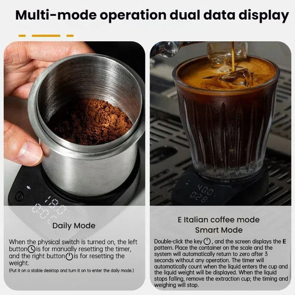 Mini Electronic Coffee Scale - Timed Weighing, Perfect for Italian Beans, Home & Coffee Bars
