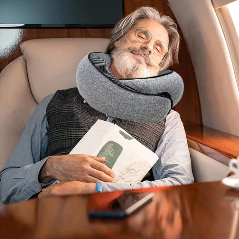 Memory Foam Neck Travel Pillow: Soft, 360° Head Support, for Home, Plane & Car