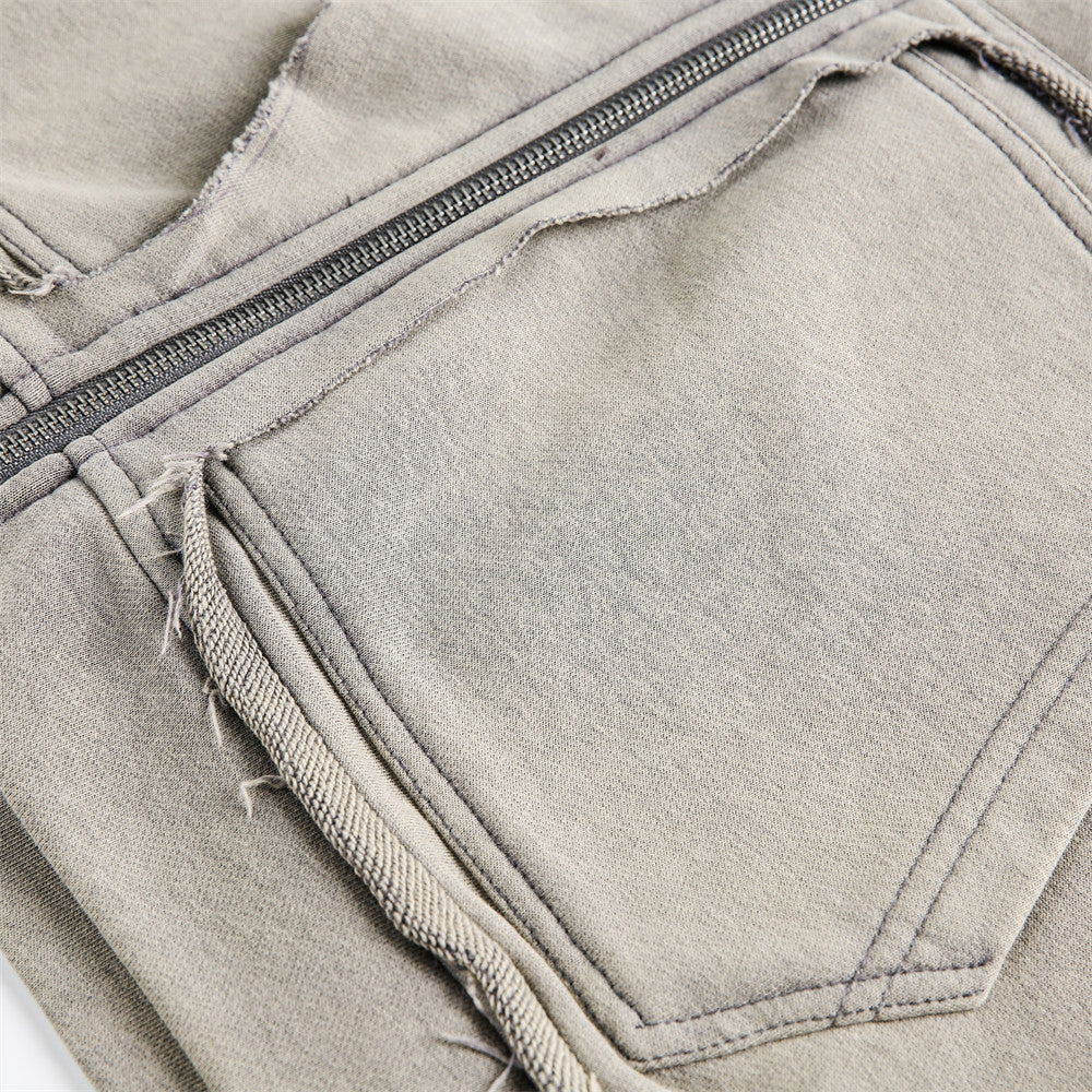 Post-Apocalyptic Punk Distressed Hooded Sweatshirt Loose Short Jacket for Men