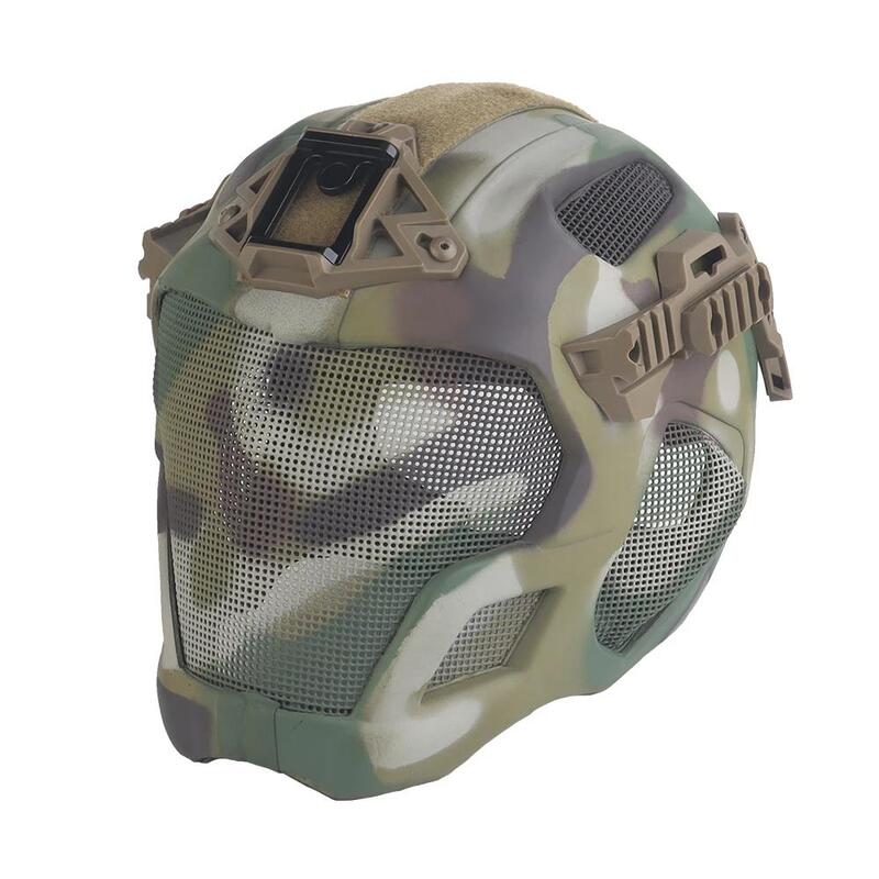 Lightweight EVA tactical helmet for hunting, airsoft, etc. Steel mesh mask included, good for cosplay.