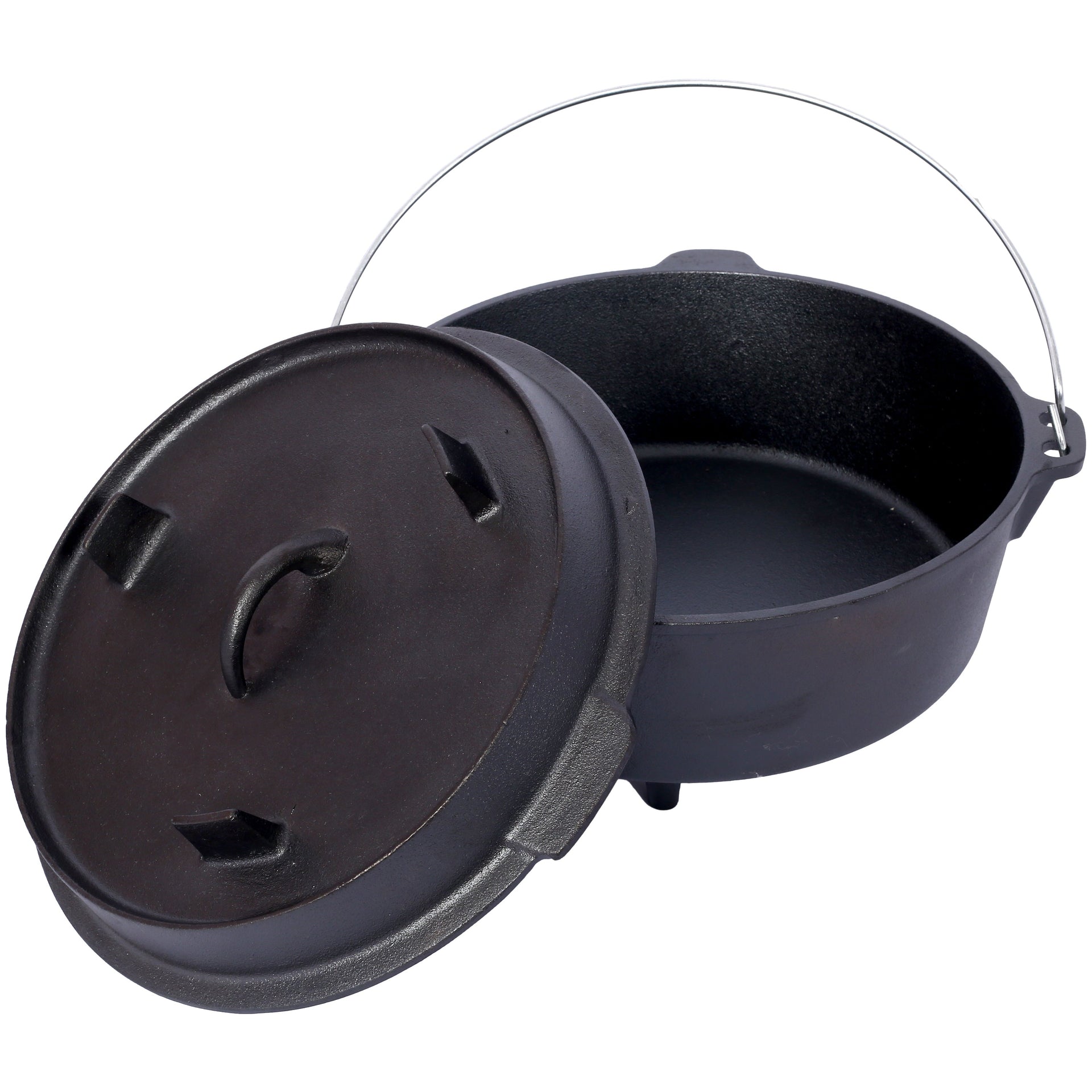 ast iron Dutch oven with lid, outdoor camping deep pot, used for camping, cooking, barbecue and leg rest, 8 Quart