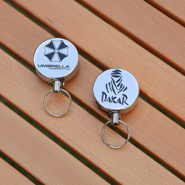 Outdoor equipment high elasticity telescopic steel wire rope keychain anti loss and anti-theft telescopic keychain