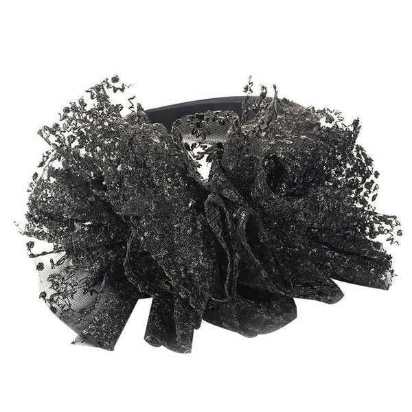 Fashionable lace embroidered polka dot oversized bow headband