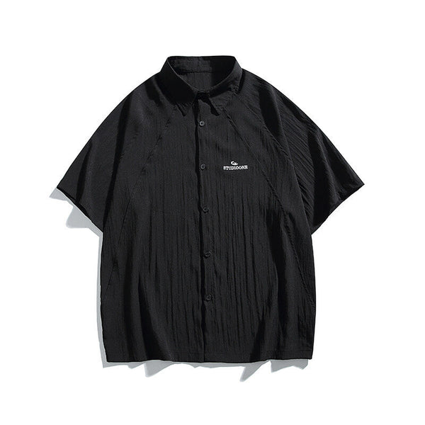 Pocket embroidery workwear short sleeved shirt men's and women's loose half sleeved shirt