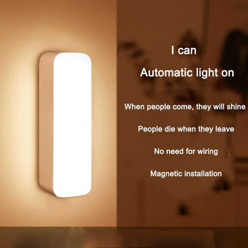 Human body sensing night light intelligent charging bedroom bedside voice control home wireless corridor cabinet night light