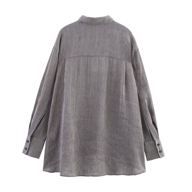 Style Women's Fashion Casual Loose Long Sleeve Striped Shirt