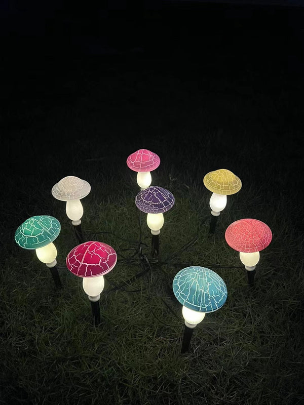 Solar mushroom light lawn LED ground plug light string outdoor waterproof one to eight plant decorative light