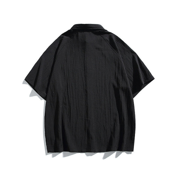 Pocket embroidery workwear short sleeved shirt men's and women's loose half sleeved shirt