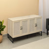 Rattan 4-Door Sideboard , Sideboard Buffet Storage Cabinet,Accent Storage Cabinet , Large Cabinet With 4 Rattan Decorated Doors