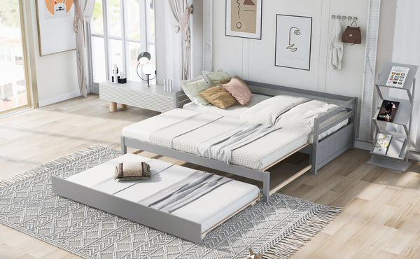 Twin or Double Twin Daybed with Trundle Gray