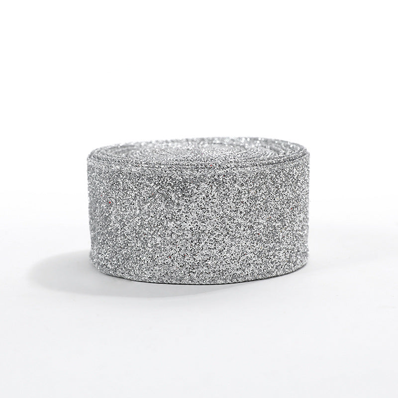 New Gold Onion Cloth Christmas Ribbon Gold Powder Decorative Bow Material Christmas Wire Edge Weaving Ribbon Decoration