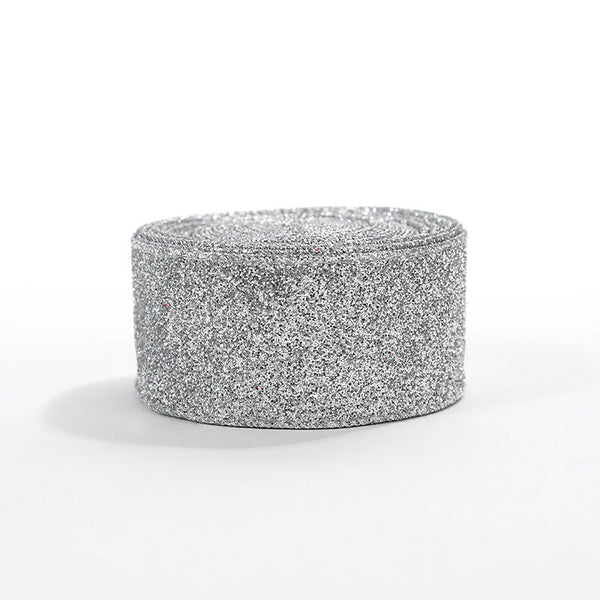 New Gold Onion Cloth Christmas Ribbon Gold Powder Decorative Bow Material Christmas Wire Edge Weaving Ribbon Decoration