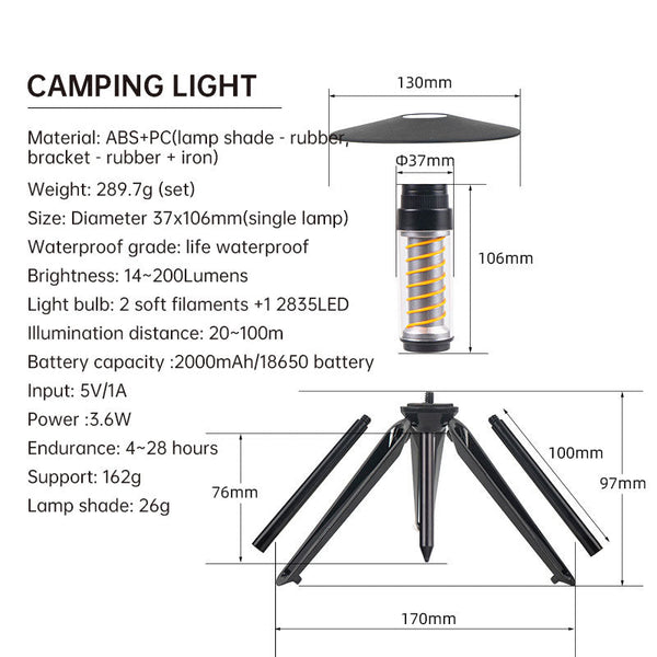 Outdoor Camping Light Portable Night Light Portable Flashlight Tripod Stand Lighting Lighthouse Marquee Tent Atmosphere Light