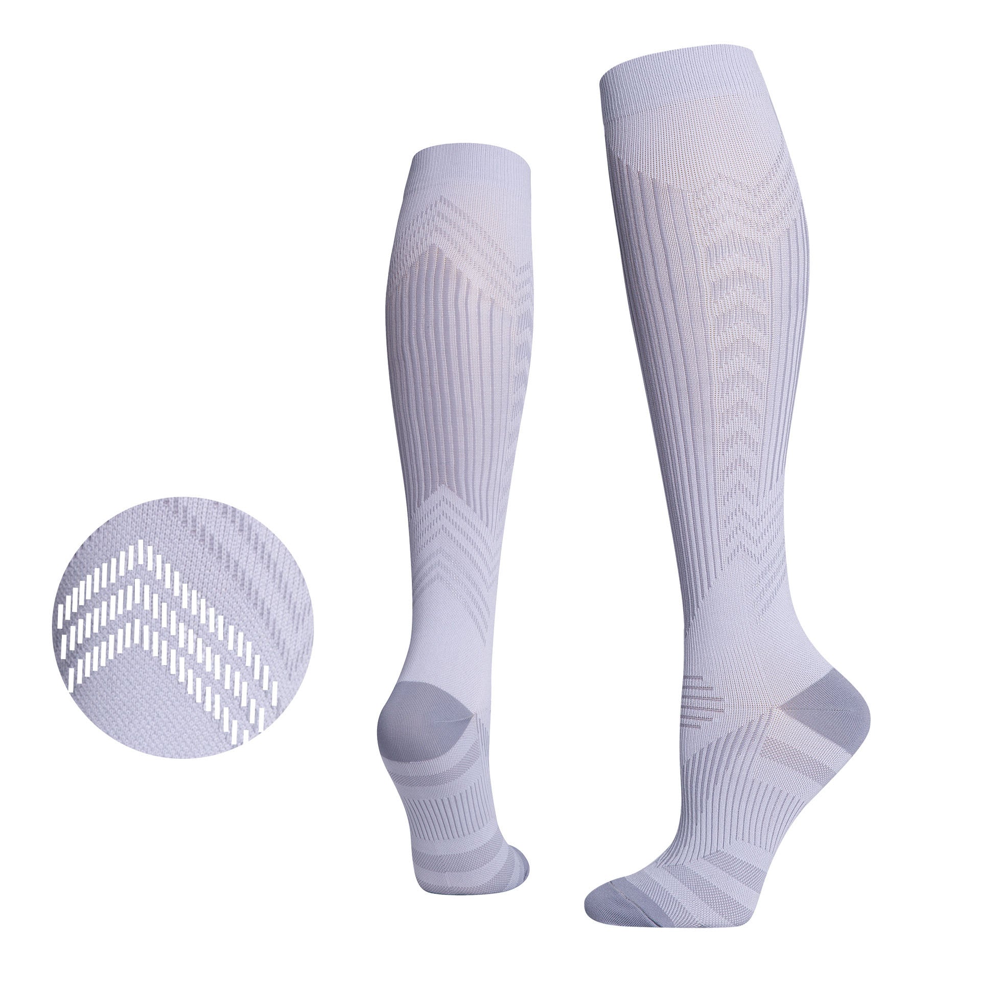 Professional sports pressure socks, running jump rope high leg socks, reflective striped cycling compression socks at night