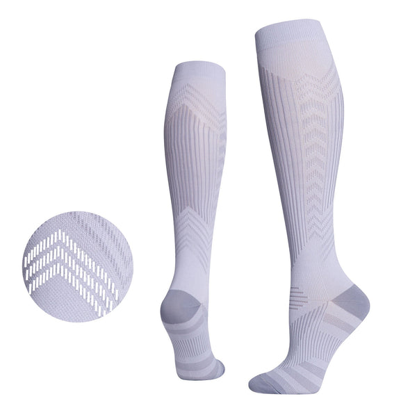 Professional sports pressure socks, running jump rope high leg socks, reflective striped cycling compression socks at night