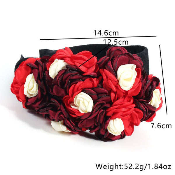 Fashionable design side three-dimensional flower handmade fabric headband headband